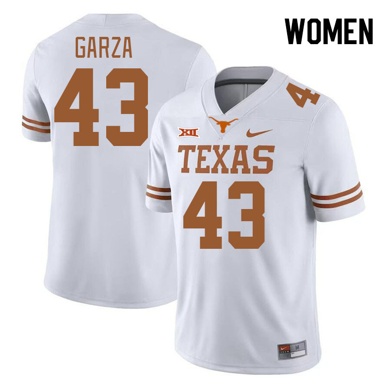 Women #43 Eric Garza Texas Longhorns College Football Jerseys Stitched-White